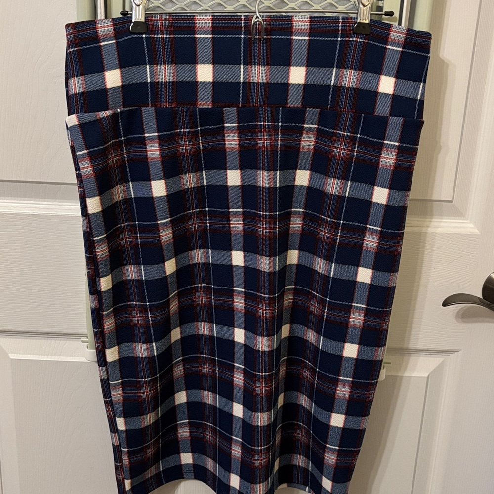 LULAROE Cassie Skirt XL NWOT Navy Red Cream